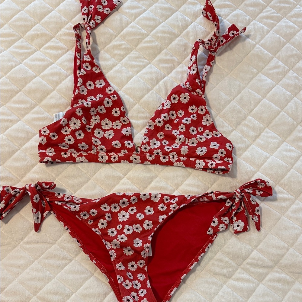 Jack Wills Red Floral Bikini Set